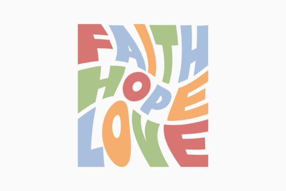 Faith Hope Love Retro Mental Health SVG for Crafts Graphics